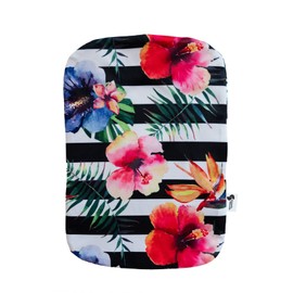 Spoonie Threads Floral Stripe Elastic Ostomy Bag Cover | Fashionable & Adjustable Colostomy Stoma Ileostomy Pouches | Floral Stripe, 6x11 (Small Opening)