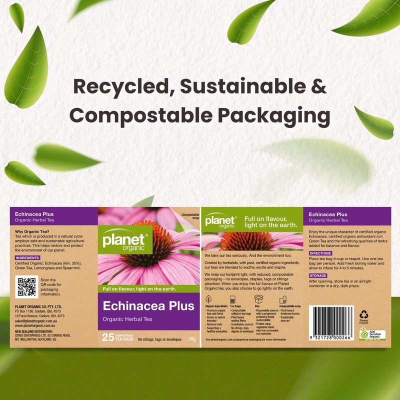 Planet Organic Echinacea with Green 25 Tea Bags