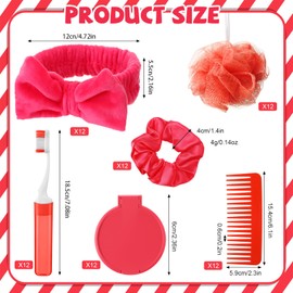 Seeloowy 72 Pcs Christmas Gifts Spa Party Favors Colorful Wide Tooth Combs Toothbrush Headbands Bath Loofah Shower Hair Rings Compact Mirrors for Stocking Stuffers Gifts Basket Sleepover Party