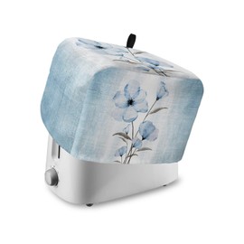 Toaster Cover 2 Slice, Blue Poppy Flower Ink Gradient Vintage Texture Bread Maker Cover Toaster Dust Cover with Pockets, Dust-Proof Cover for Kitchen Small Appliance 12x7.5x8in