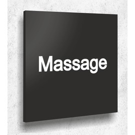 Massage Door Sign Black Matt UV Print 12 x 12 cm - 3 mm Aluminium Composite - Made in Germany Item No. A 2049