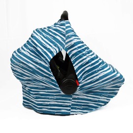 Luv Bug Company UPF 50+ Car Seat Cover with Side Vents (Love) (Emerald Stripes)