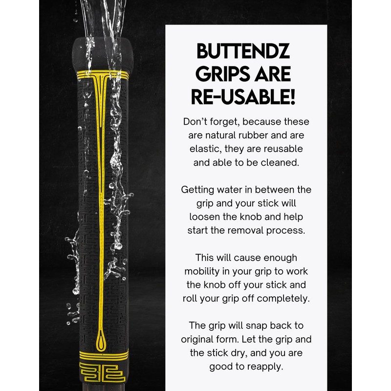 Buttendz Fusion Z Hockey Stick Replacement Grip - Reusable Design