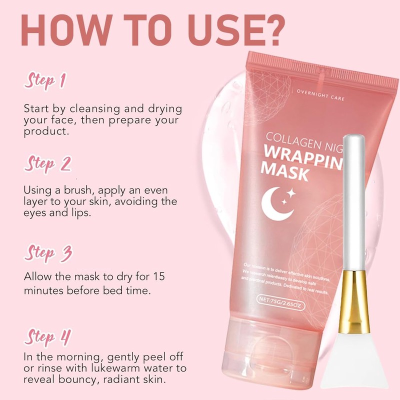 Collagen Night Wrapping Mask, Collagen Mask Face Overnight, Overnight Wrapping