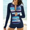 MISSVOG Women Two Piece Rash Guard Long Sleeve Half-Zipper UPF