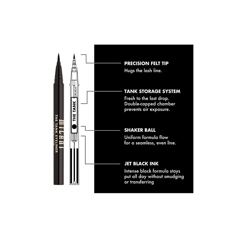 Milani The Tank Liquid Eyeliner - No-Skip Liquid Eyeliner Pen,