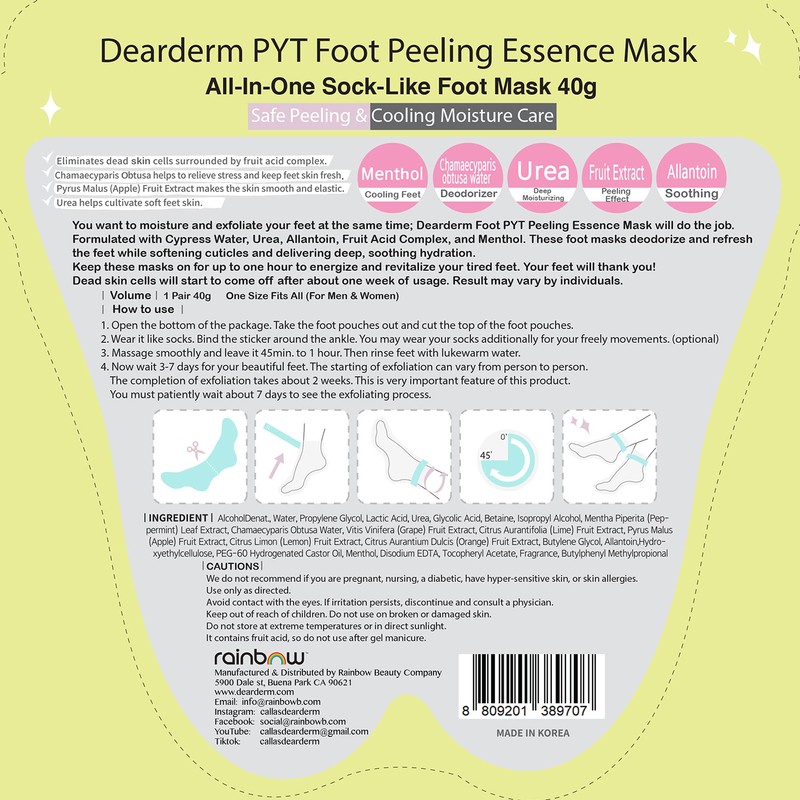 Dear and Derm Double Effect! DearDerm Foot Peel Mask, Peeling