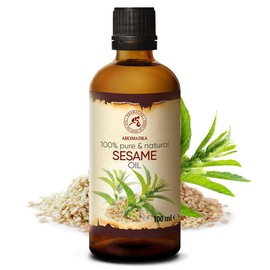 Sesamöl 100ml - Sesamum Indicum - Mexiko - 100% Natürliches und Reines Öl - Kaltgepresst und Raffiniert - für Schönheit - Körper - Kosmetik - Haare - Massage Sesam Öl