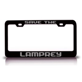 Customola - Save The Lamprey Animals Pets Peace Metal License Plate Frame Tag Holder Bl