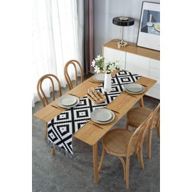 Aeici White Table Runner Long Table Runner Cotton Linen 32x200CM for Dining Room Party Holiday Decoration Kitchen Birthday Party Wedding Christmas Decor