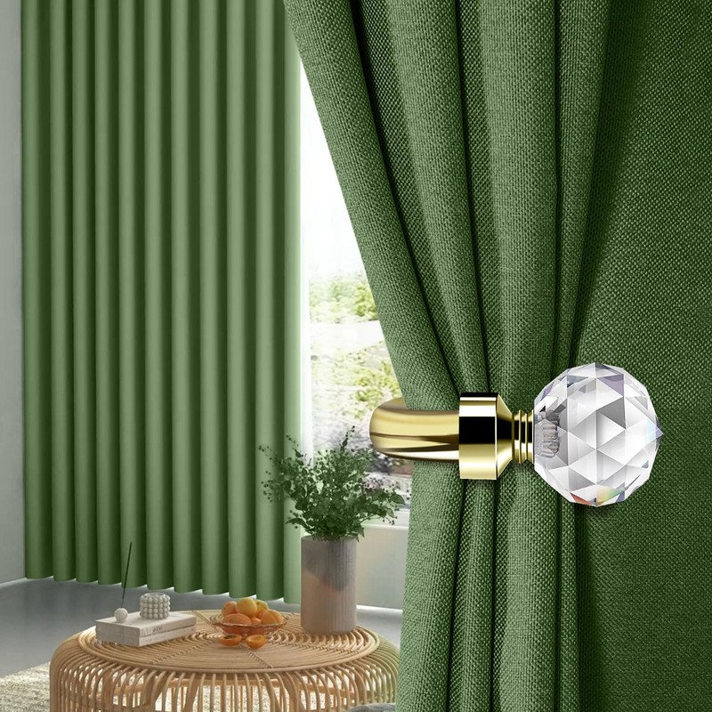 HIKMLK Crystal Curtain Holdbacks 2pcs, Metal Curtain Tieback Pull Back