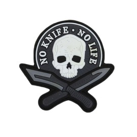 Uijokdef 1 PCS NO Knife NO Life Patch 3D Military Tactical PVC Patch- Morale Patch PVC -Cool Patches[Hook Fastener] (White)