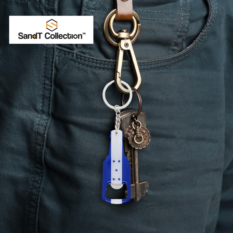 Honduran Flag Beer Bottle Opener Keychain - 1 Piece