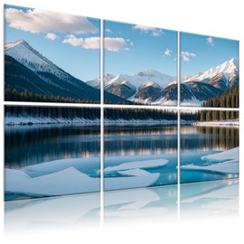 HIRESC 6 Pack Art Acoustic Panels Sound Proof Foam for Walls, 72X48 Inches Decorative Sound Absorbing Panels for Bedroom, Adhesive Included, Glaciers