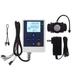 DIGITEN LCD Display Water Flow Control Meter Liquid Quantitative Controller + G1" Water Flow Hall Effect Sensor Flow Meter Flowmeter Counter 1-60L/min + DC 12V Power Adapter