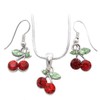 Soulbreezecollection Cherry Necklace Fruit Pendant Charm Dangle Drop Earrings Red