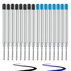 JeoPoom Ballpoint Pen Refill [Pack of 16], 1 mm Large Capacity Refills, Standard Ballpoint Pen Refills, Metal Refills (Black)