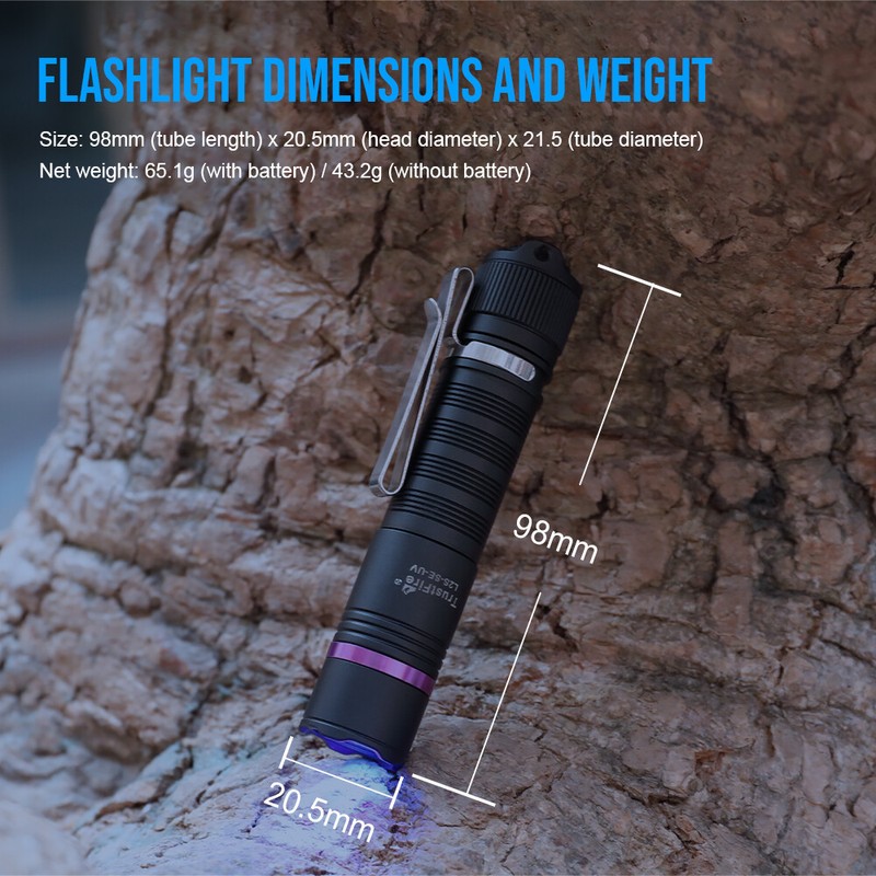 Trustfire 365nm UV Flashlight 3000mW Ultraviolet Torch TypeC Charging Waterproof