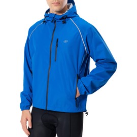 Men's Cycling Running Rain Jacket Lightweight Waterproof Biking Hiking Windbreaker Raincoat Reflective Packable