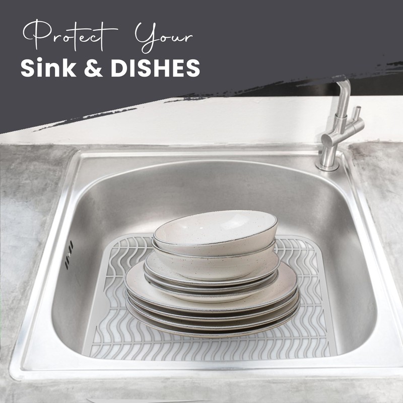 DecorRack White Sink Protectors for Kitchen, Plastic 12" x 11"