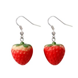 Strawberry Earrings for Women, Cute Fruit Strawberry Acrylic Earrings for Girls, Red Strawberry Dangle Earrings Hypoallergenic, 3D Strawberry Drop Earrings, Tropical Strawberry Earrings Studs
