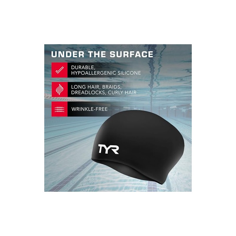 TYR Gorro de natación de Silicona sin Arrugas para Adultos