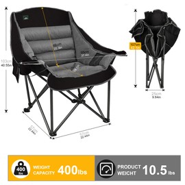 Northroad XL Heated Camping Chair, Oversized Heated Chairs,Portable Folding Heated Lawn Chair W/3 Control Levels for Outdoor Hiking, Picnics, Heavy-Duty 400-lbs Capacity, (Battery NOT Included)