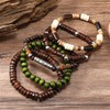 EGOINA Wooden Beads Stretch Bracelet Multi-Layered Stretch Bracelet for Women
