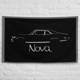 Racing Roots 1972 Chevy Nova Black Silhouette Garage Office Man Cave Banner Flag 34.5" x 56"