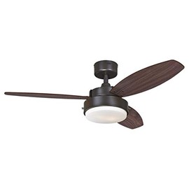 Ciata Lighting 42-Inch Alloy Indoor Ceiling Fan in Oil Rubbed Bronze Finish with LED Light Fixture in Opal Frosted Glass with Reversible Walnut/Family Oak Blades