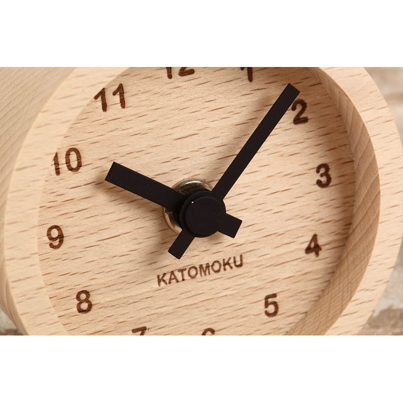 KATOMOKU Muku Mini Clock KM-26BK Round Black Wood Table Clock