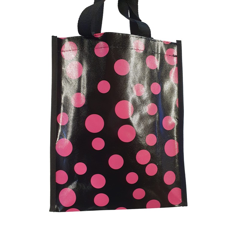 Fat-catz-copy-catz Eco Friendly Pink Polka Dots Spotted Lunch Shopping Bag