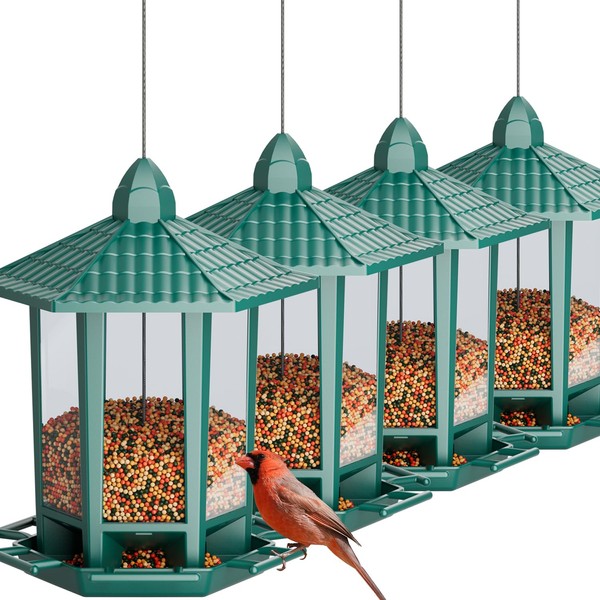 Birdream 4 Pack Bird Feeders for Outdoor Hanging, 10 LB