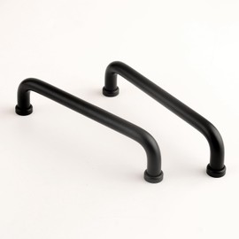 funifiti 5 Pack Modern Drawer Handle Cabinet Pulls Matte Black 5 Inch Hole Center Cupboard Door Handles Simple Modern Style Curved Shape