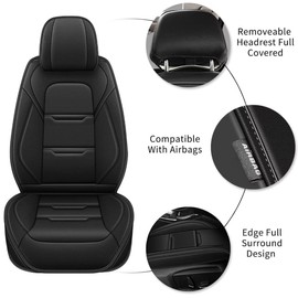 YORKNEIC Leather Car Seat Covers Fit for Honda HR-V 2016-2023 2024 2025 2 Front Seat Covers for Honda HR-V Automotive Seat Cushion Waterproof Car Seat Coverwith Airbag Compatible (2PCS,Black)