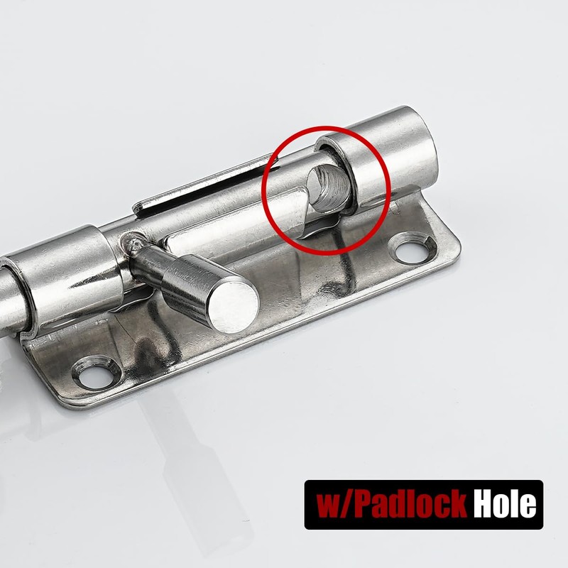 JQK Door Latch Lock Barrel Bolt 4 Inch, 304 Stainless