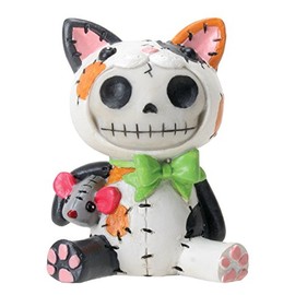 SUMMIT COLLECTION Furrybones Calico Mao Mao Signature Skeleton in Kitty Cat Costume with a Mouse