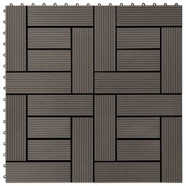 vidaXL Resistant 11 pcs Decking Tiles WPC 1 sqm Durable Water-Resistant Interlocking System - Perfect for Patio, Balcony, Pool, Spa - Dark Brown