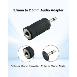 SEYUGOPTI 2.5mm Mono Male to 3.5mm Mono Female Adapter, 2-Pole 2.5mm to 3.5mm Jack Adapter Converter for Headphones Speakers Mobile Devices, 2pcs