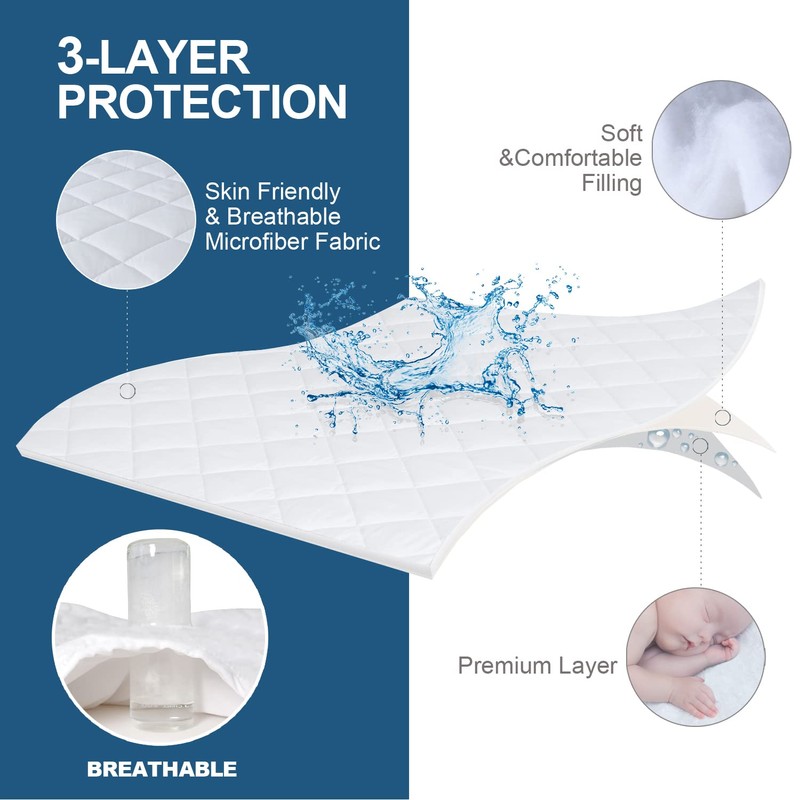Split California King Mattress Protector Pad for Adjustable Beds, Absorbent