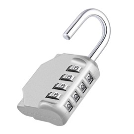 ZHEGE Combination Locks for Gym Lockers, Padlocks, Outdoor, Weatherproof, 4-Digit Locks, Combination Code for Cupboard, Tool Box, Door, Garden Fences, etc. (Silver)