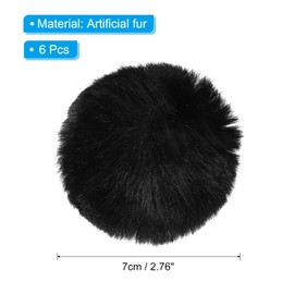PATIKIL Faux Fur Pom Poms for Hats, 6 Pcs Fluffy Soft Fur Poms Balls for Keychain Knitting Hats DIY Scarves Gloves Bag Christmas, Black