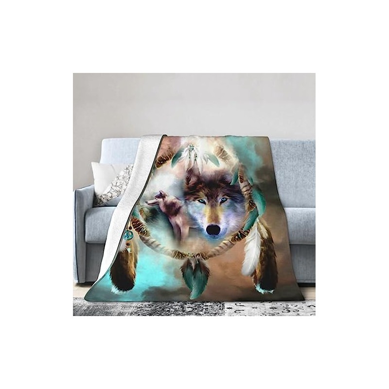 SSTREE Wolf Throw Blanket Soft Plush Bed Throw Fleece Blanket