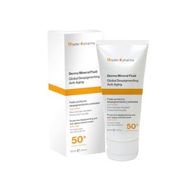 Thader Pharma Getönter mineralischer Sonnenschutz fürs Gesicht SPF 50+ – Derma Mineral Fluid, Pigmentflecken vorbeugen – Anti-Aging – Für empfindliche Haut, 50 ml