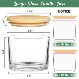 SUPMIND 12oz Candle Jars for Making Candles, 8 Pack Large Clear Glass Empty Candle Jars with Bamboo Lids and Wick Kit, Multiple Wicks Wide Mouth Candle Container Bulk, Ideal for Candle Business