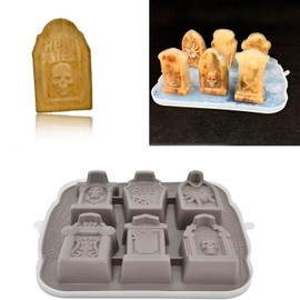 Molde de silicona con 6 tumbas ideal para halloween paratus postres, jabones o recuerdos