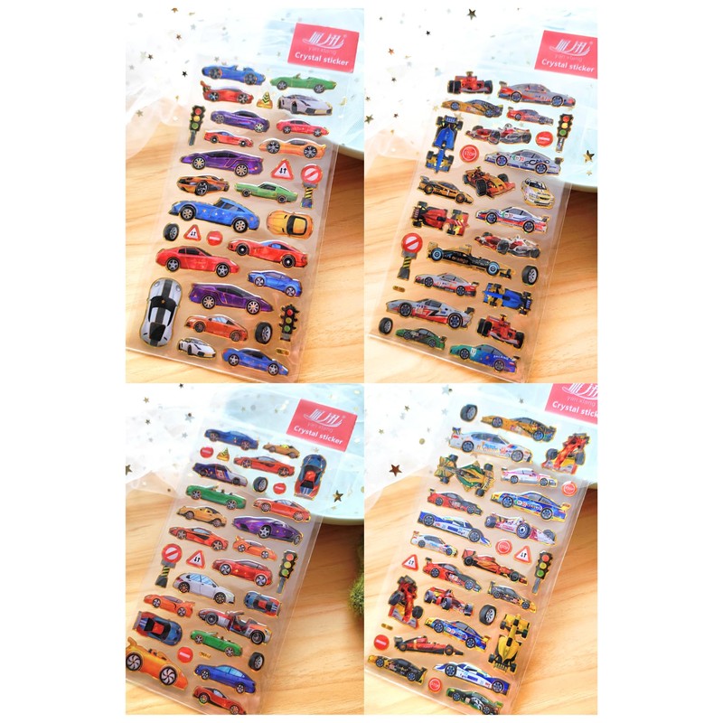 Cmart-Labo Boys Stickers, Super Car, Set of 4, 3D, Sparkling,