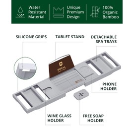 ROYAL CRAFT WOOD Premium Foldable Bathtub Tray - Expandable Bath Tray for Tub - Luxury Bathtub & Bathroom Accessories