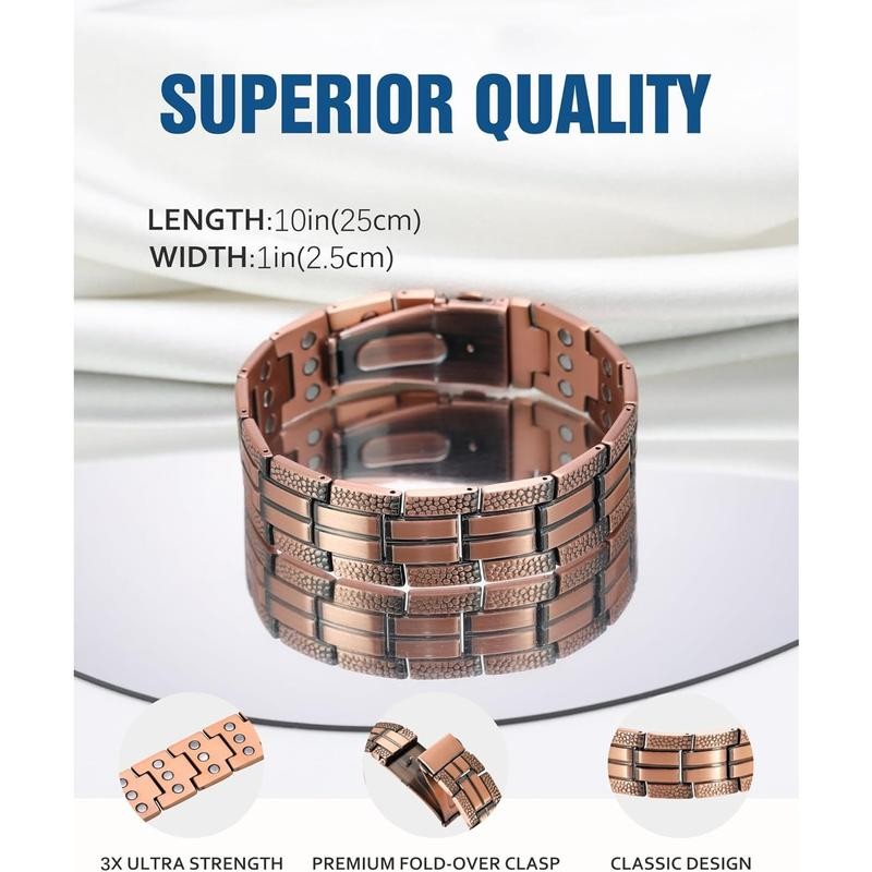 Jecanori Copper Bracelet for Men With Premium Fold-Over Clasp Included