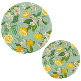 Boccsty Summer LemonTrivets for Hot Pots and Pans Leaves Flower Pot Holders 2PCS Hot Pads Kitchen Pot Holder for Counter Table Countertop Farmhouse